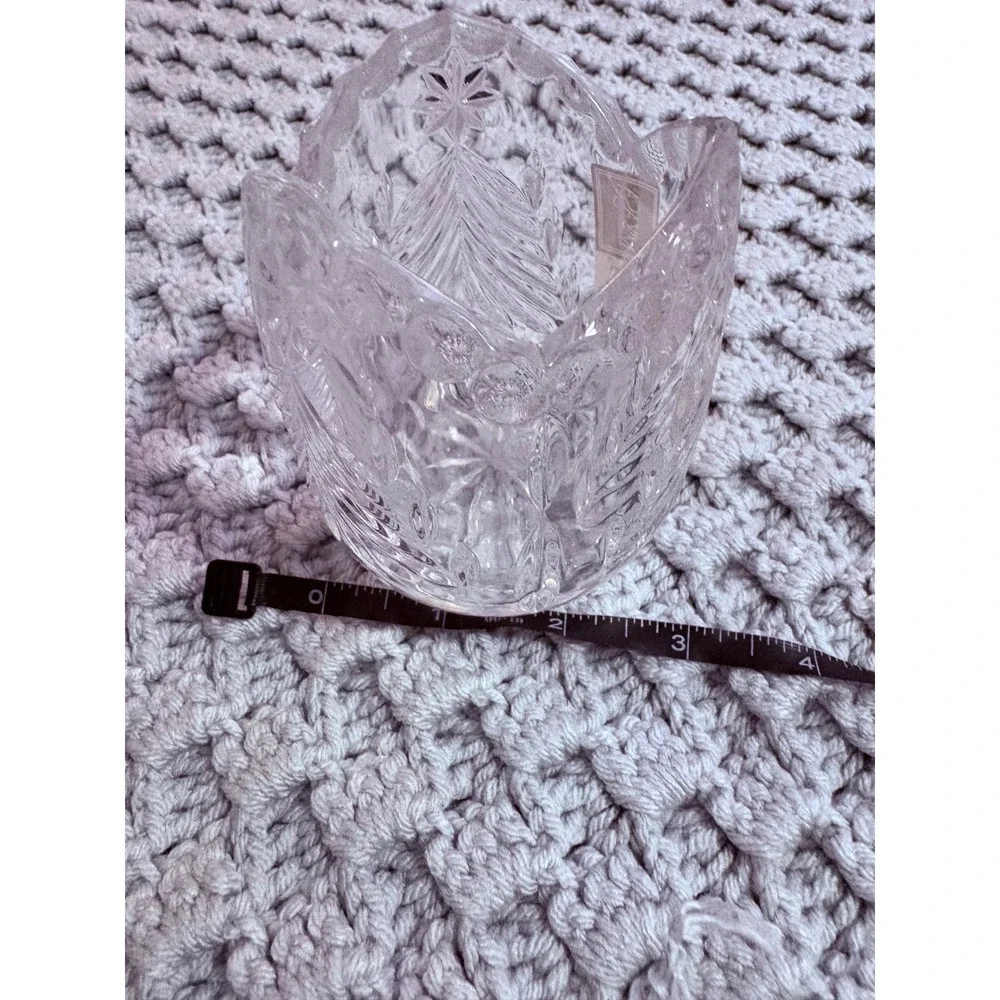 Mikasa Christmas‎ Tree Crystal Votive Candle Holder Germany SN106/610 Clear 4in